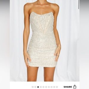 Hello Molly: accented times dress beige sequin
